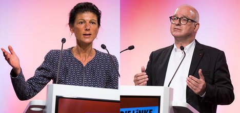 Das Foto zeigt zwei Bilder: Einmal Sahra Wagenknecht und auf dem anderen Matthias W. Birkwald.