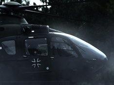Das Foto zegt einen Ausschnitt eines Bundeswehr-Hubschraubers. 
