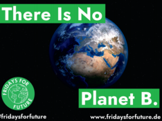 Das Bild von Fridays for Future zur Erklärung "Krise für klimagerechten Umbau nutzen" zeugt den Planeten Erde im Weltraum und hat den Text "There is no Planet B"
