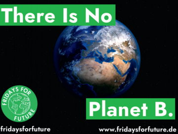 Das Bild von Fridays for Future zur Erklärung "Krise für klimagerechten Umbau nutzen" zeugt den Planeten Erde im Weltraum und hat den Text "There is no Planet B"