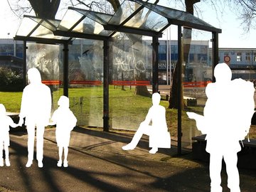 Das Foto zeigt eine leere Bushaltestelle