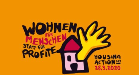 Das Foto zur Pressemitteilung der Linken NRW zum Housing Action Day zeigt das Logo des Housing Action Daya