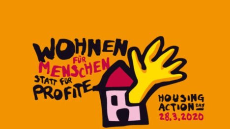 Das Foto zur Pressemitteilung der Linken NRW zum Housing Action Day zeigt das Logo des Housing Action Daya